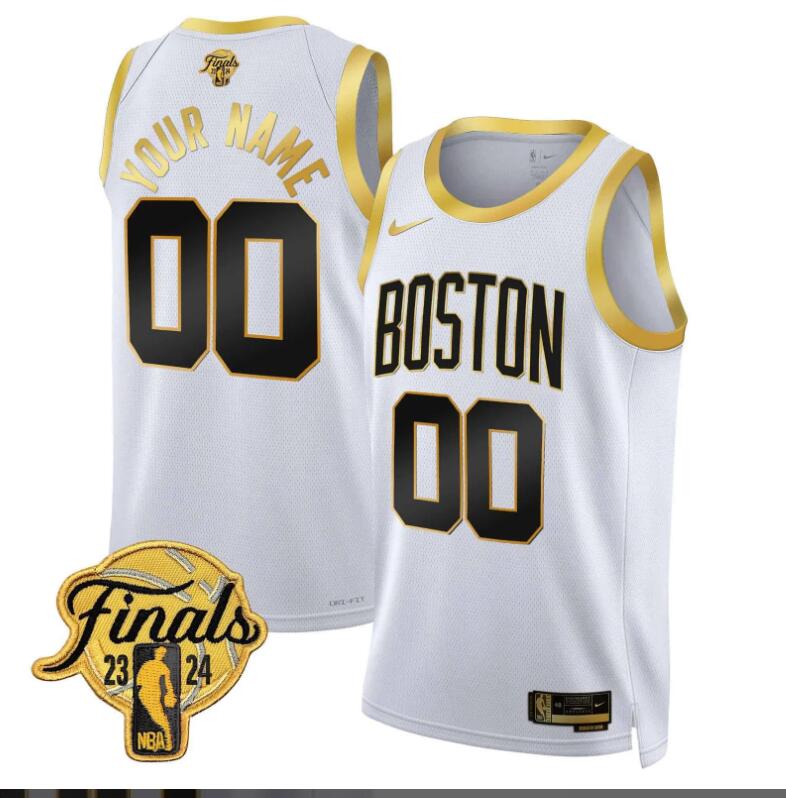 Men Boston Celtics 2024 Finals Patch Swingman Custom white NBA Jersey V2 ->customized nfl jersey->Custom Jersey